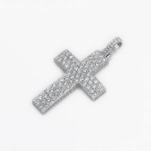 18k Solid White Gold VVS/VS1 Diamond 2.25" Pointer Cross Pendant - 60160