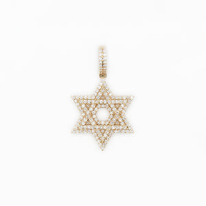 14k Solid Gold VVS/VS1 Diamond 3D Star of David Pendant - 60026