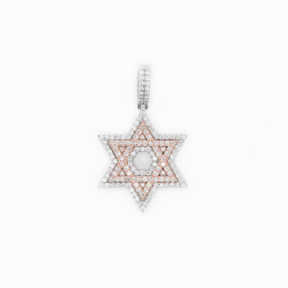 14k Solid Gold VVS/VS1 Diamond 3D Star of David Pendant - 60026