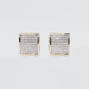 10k Solid Gold 12mm Square Dome Earrings