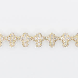 10k Solid Gold 10mm Diamond Cross Bracelet