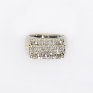 10k Solid Gold Baguette Diamond Rectangle Ring - 30156