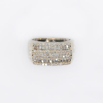 10k Solid Gold Baguette Diamond Rectangle Ring - 30156