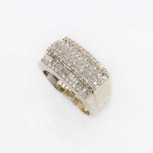 10k Solid Gold Baguette Diamond Rectangle Ring - 30156