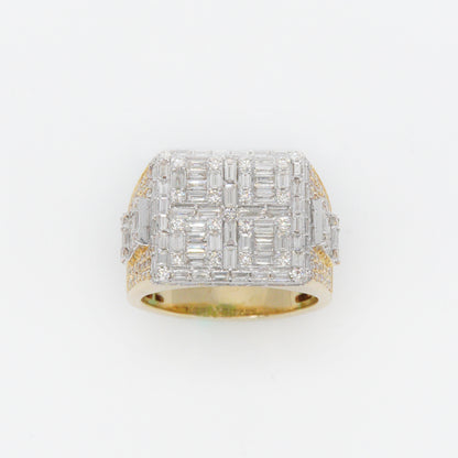 14k Solid Gold VS1 Baguette Diamond Men's XL Chandelier Ring - 30067