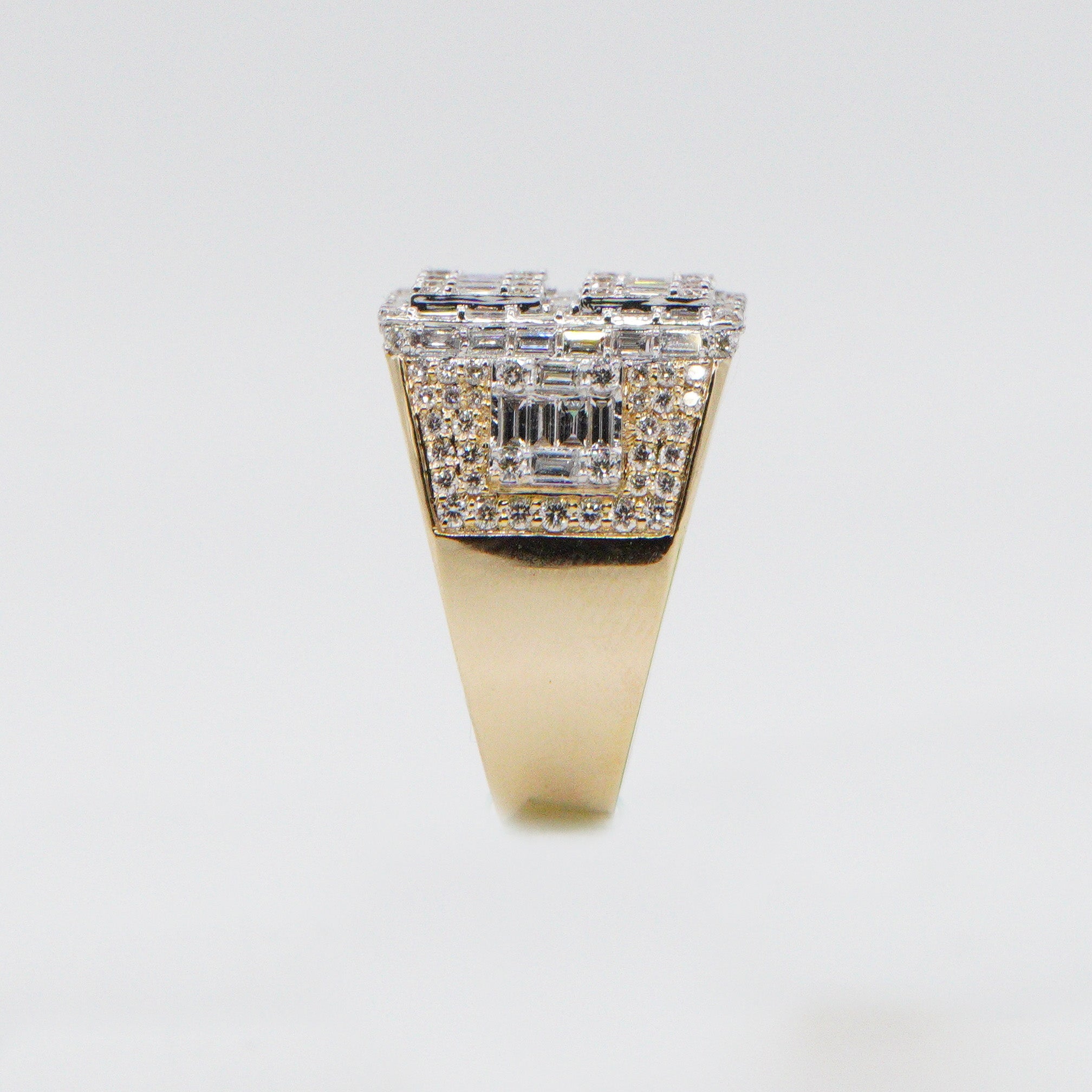 14k Solid Gold VS1 Baguette Diamond Men's XL Chandelier Ring
