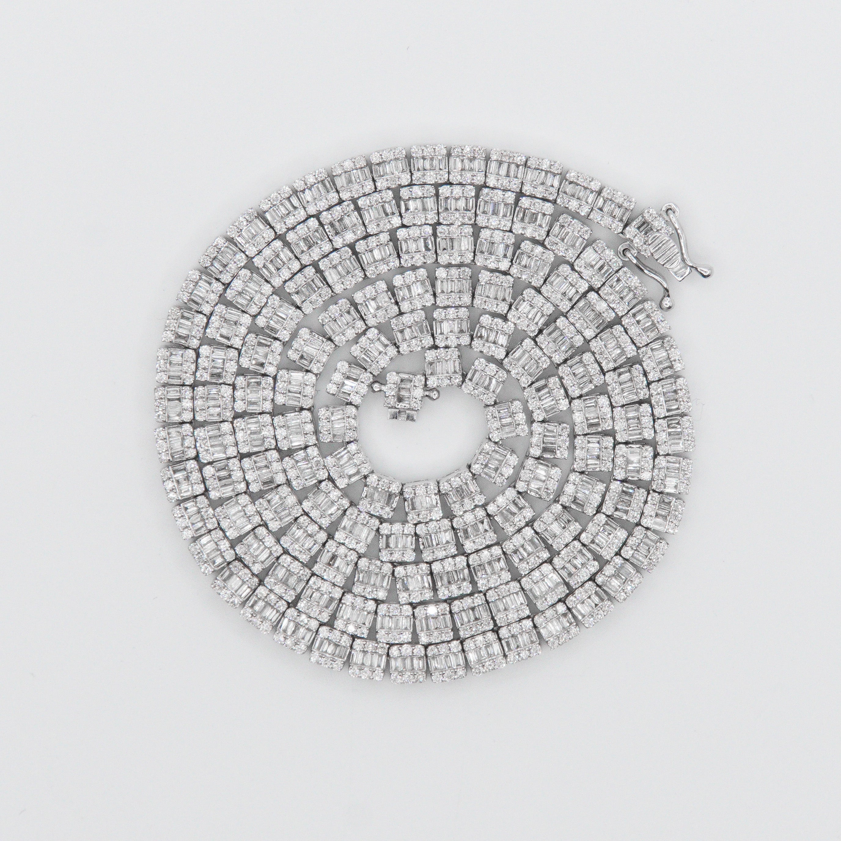 10k Solid Gold Diamond Baguette Tennis Chain