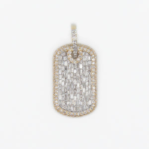 14k Solid Gold VS1 Diamond Dog Tag Pendant - 60171