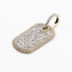 14k Solid Gold VS1 Diamond Dog Tag Pendant - 60171