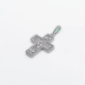 14k Solid White Gold VS1 Diamond 1.5" Chandelier Cross - 60175