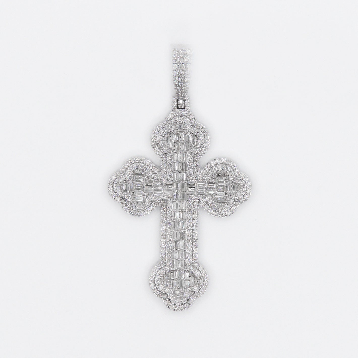 10k Solid White Gold VS1 Chandelier Diamond 2" Motif Cross - 60172