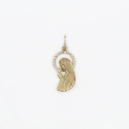 10k Solid Gold Diamond St. Mary Pendant - 60181