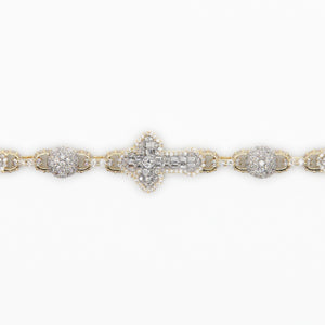 10k Solid Gold 6mm VS1 Chandelier Diamond Cross and Ball Bracelet - 20134