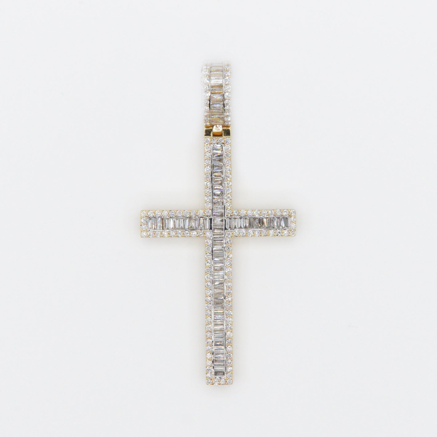 10k Solid Gold VS1 Diamond 2.5" Baguette Cross - 60184