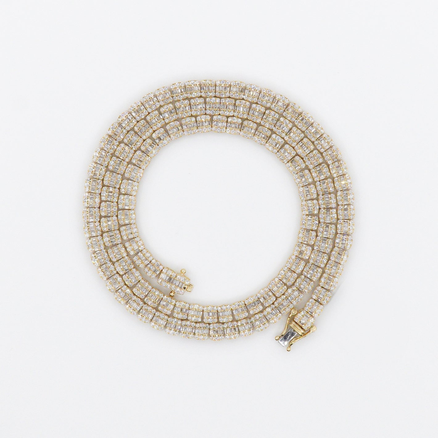 10k Solid Gold 5mm VS Diamond Baguette Tennis Chain - 10066