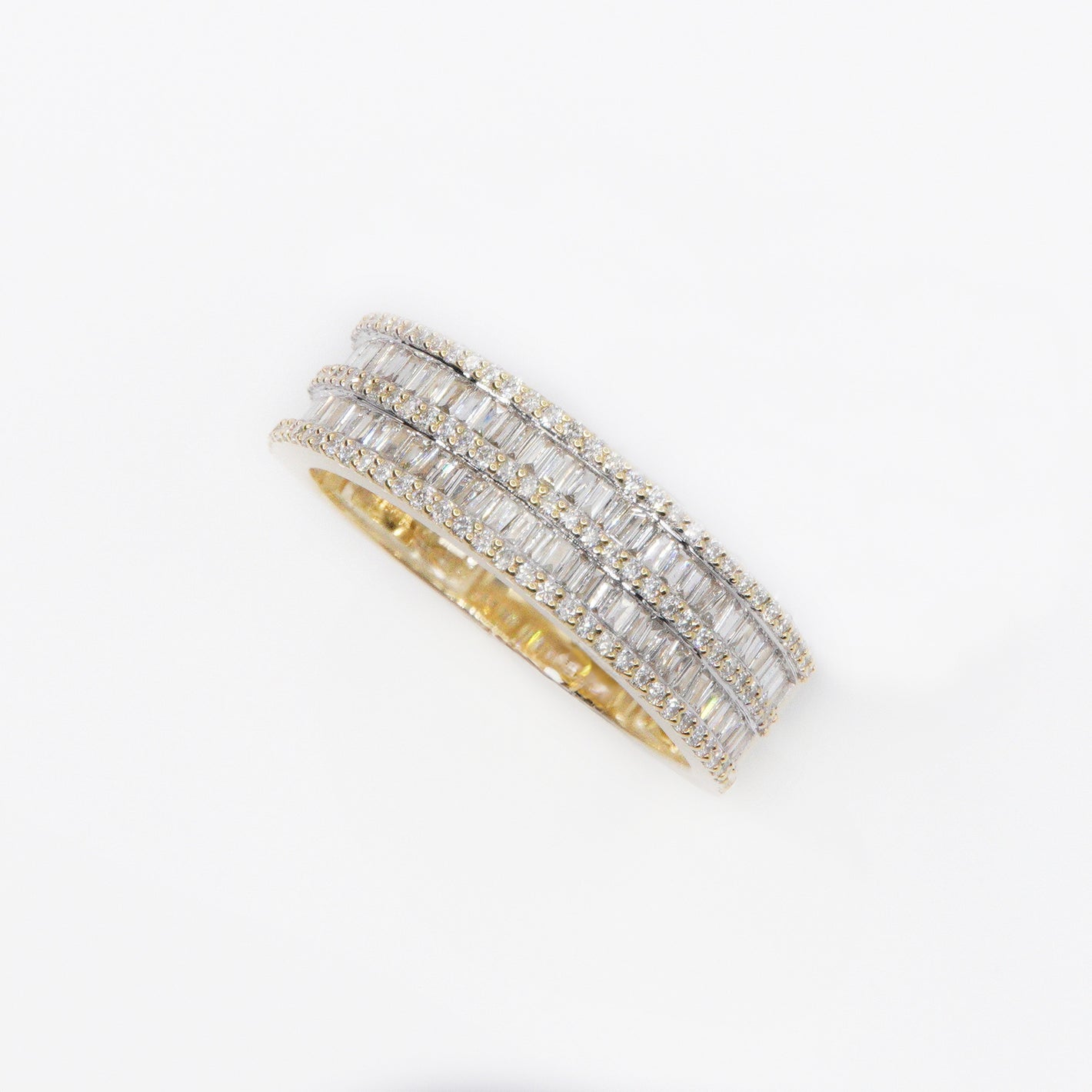 10k Solid Gold Baguette Diamond Double-Row Band - 30158