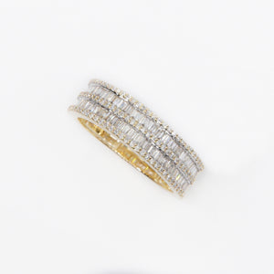 10k Solid Gold Baguette Diamond Double-Row Band - 30158