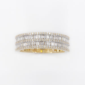 10k Solid Gold Diamond Double-row Baguette Band