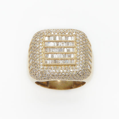 14k Solid Gold VS1 Diamond Baguette Men's Ring