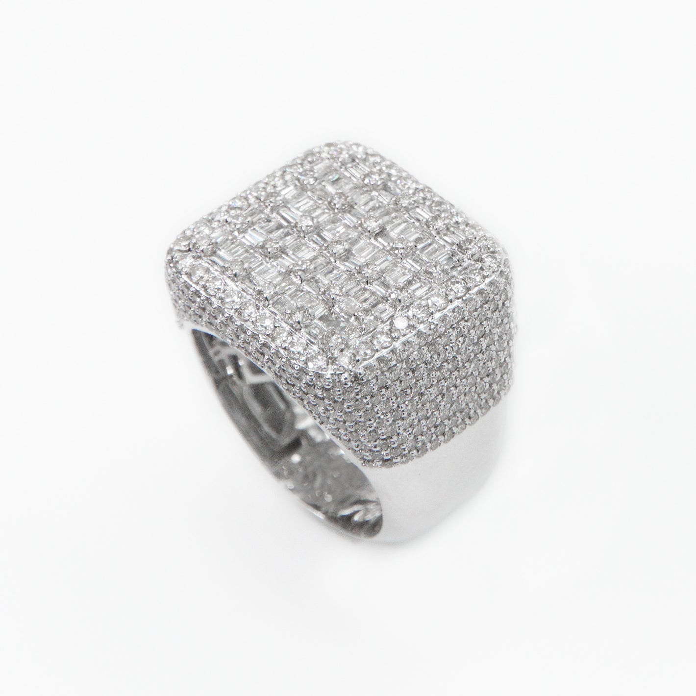 10k Solid White Gold Baguette Diamond Square Ring - 30161