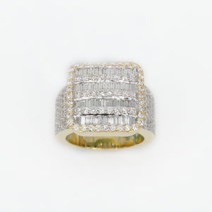 10k Solid Gold VS1 Diamond Square Baguette Ring