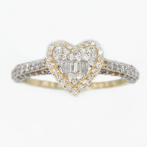 10k Solid Gold VS1 Baguette Diamond Heart Ring - 30163