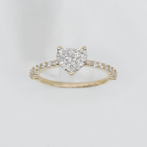 14k Solid Gold Diamond Heart Ring