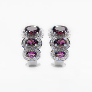 14k Solid Gold Diamond Stacked Stone Earrings - 50130