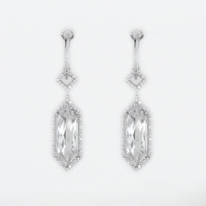 18k Solid White Gold Diamond Custom Gem Earrings - 50131