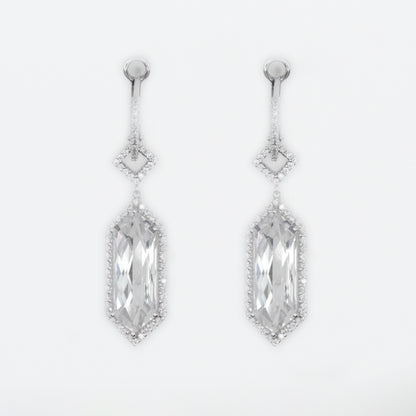 18k Solid White Gold Diamond Custom Gem Earrings - 50131