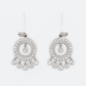 18k Solid Gold Diamond Circular Chandelier Drop Earrings - 50136