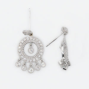 18k Solid Gold Diamond Circular Chandelier Drop Earrings - 50136