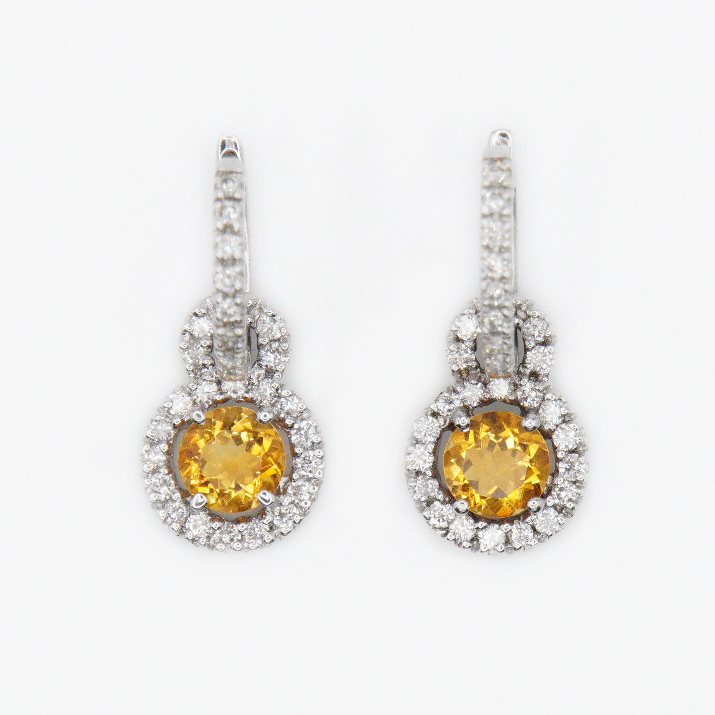 18k Solid Gold Diamond Gem Lock Earrings - 50140