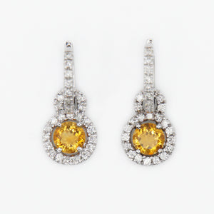 18k Solid Gold Diamond Gem Lock Earrings - 50140