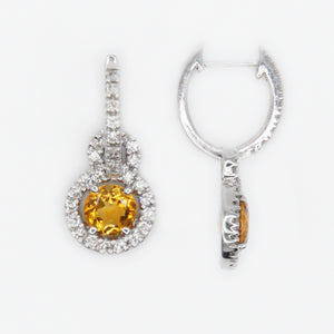 18k Solid Gold Diamond Gem Lock Earrings - 50140