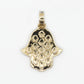 14k Solid Gold VS1 Diamond Hamsa and Eye Pendant - Solid Back - 60202