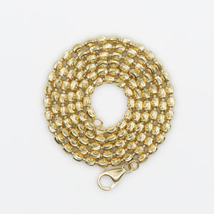 10k Solid Gold 3mm Barrel Moon Cut Chain - 10077