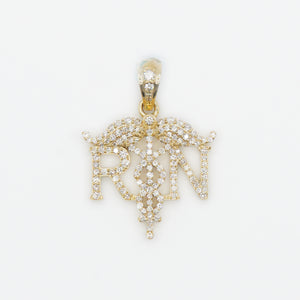 10k Solid Gold VS1 Diamond Registered Nurse Pendant - 60235