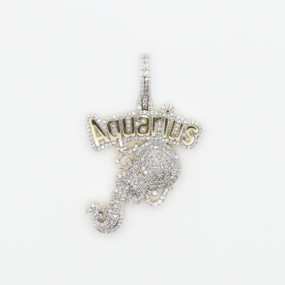 10k Solid Gold VS Diamond Aquarius Pendant - 60208