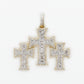 10k Solid Gold Baguette Diamond Triple Cross Pendant - 60220