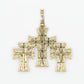 10k Solid Gold Baguette Diamond Triple Cross Pendant - 60220