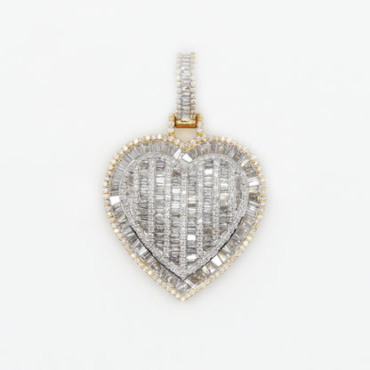 10k Solid Gold VS Diamond Baguette Elevated Heart Pendant - 60222