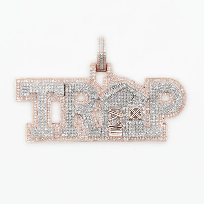 10k Solid Gold Diamond Trap House Pendant - 60216