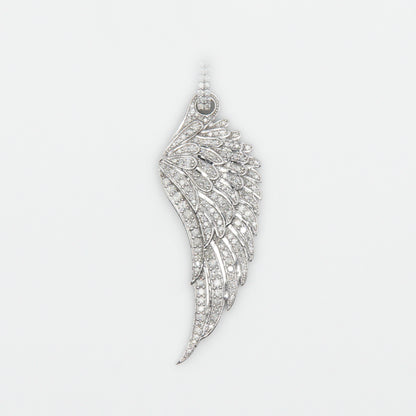 10k Solid White Gold Diamond Wing Pendant - 60231