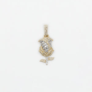 10k Solid Gold Diamond Baguette Rose Pendant - 60224