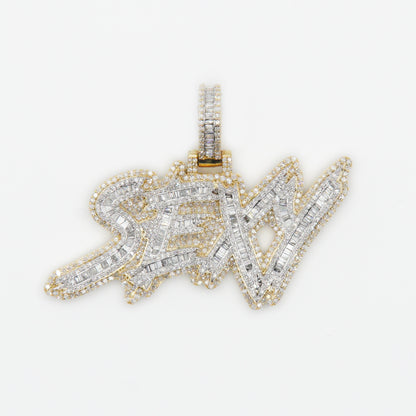 10k Solid Gold Baguette Diamond Sexy Pendant - 60242