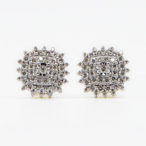 14k Solid Gold 12mm VS1 Diamond Spiked Cushion Earrings - 50152