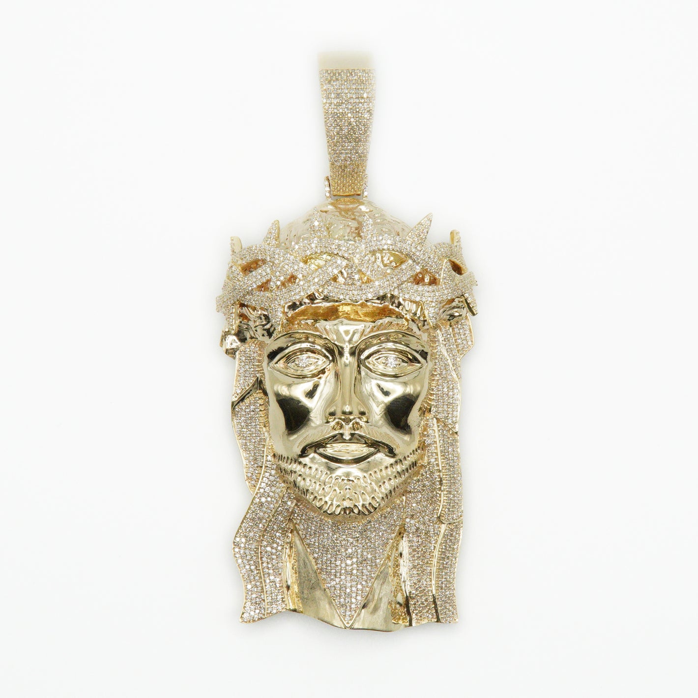 10k Solid Gold XL Diamond 4" Jesus Head - 60243