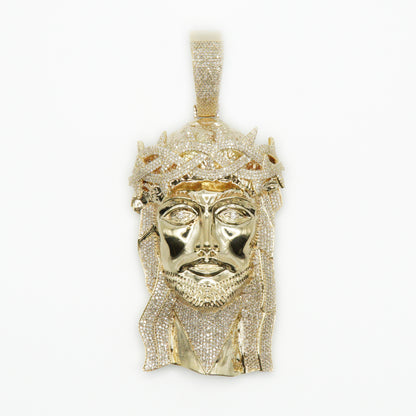 10k Solid Gold XL Diamond 4" Jesus Head - 60243