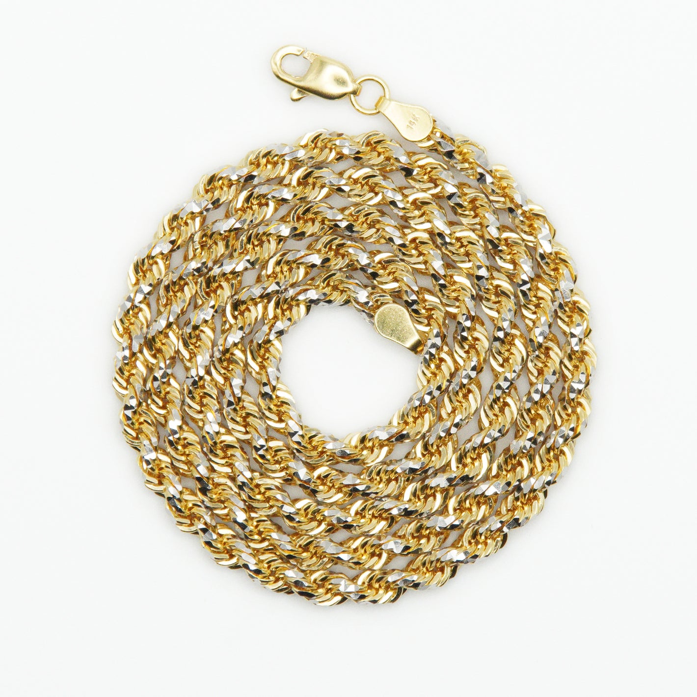 14k Solid Gold 3.5mm Two-Tone Rope Chain - 10092